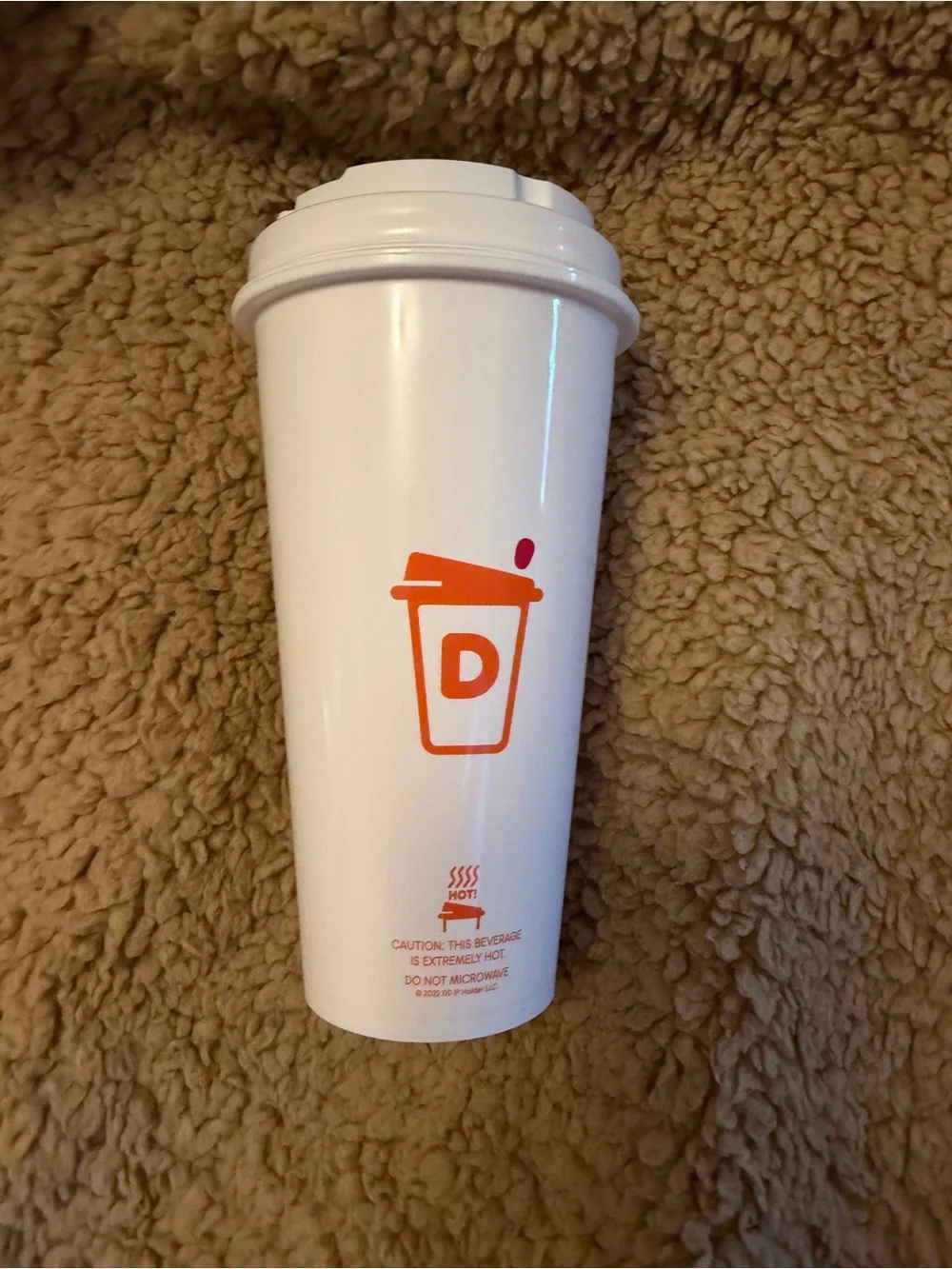 Dunkin' White Travel Tumbler with Orange Logo